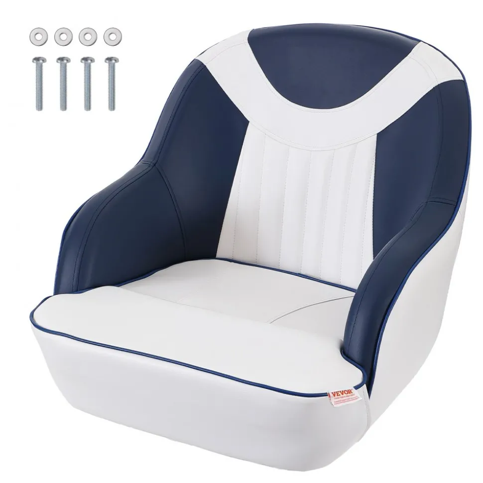 VEVOR Captain Bucket Seat, Pontoon Boat Seat with Thickened Sponge Padding, Boat Captain Chair for Fishing Boat, Sightseeing Boat, Speedboat, Canoe, 1-Piece