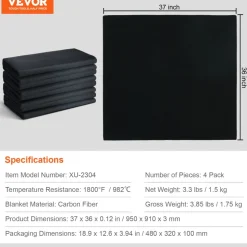 VEVOR Carbon Felt Welding Blanket 4 Pack, 37