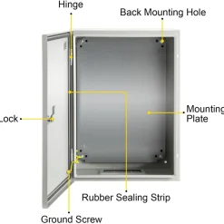 VEVOR Carbon Steel Electrical Box, 16x12x6 inches, Hinged Cover, IP66 Waterproof & Dust Resistant, Suitable for Outdoor Use, Includes Mounting Plate
