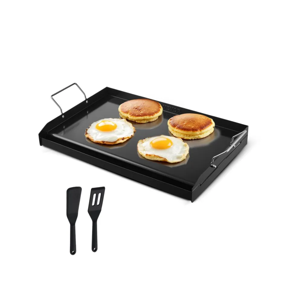 VEVOR Carbon Steel Griddle, 24x16 inch Universal Flat Top Rectangular Plate, Gas Grill Griddle for BBQ Grill, Teppanyaki, Portable Family Cookware with Handle, for Camping Tailgating Party