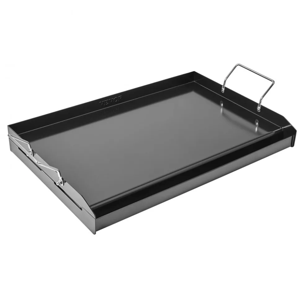 VEVOR Carbon Steel Griddle, 24x16 inch Universal Flat Top Rectangular Plate, Gas Grill Griddle for BBQ Grill, Teppanyaki, Portable Family Cookware with Handle, for Camping Tailgating Party