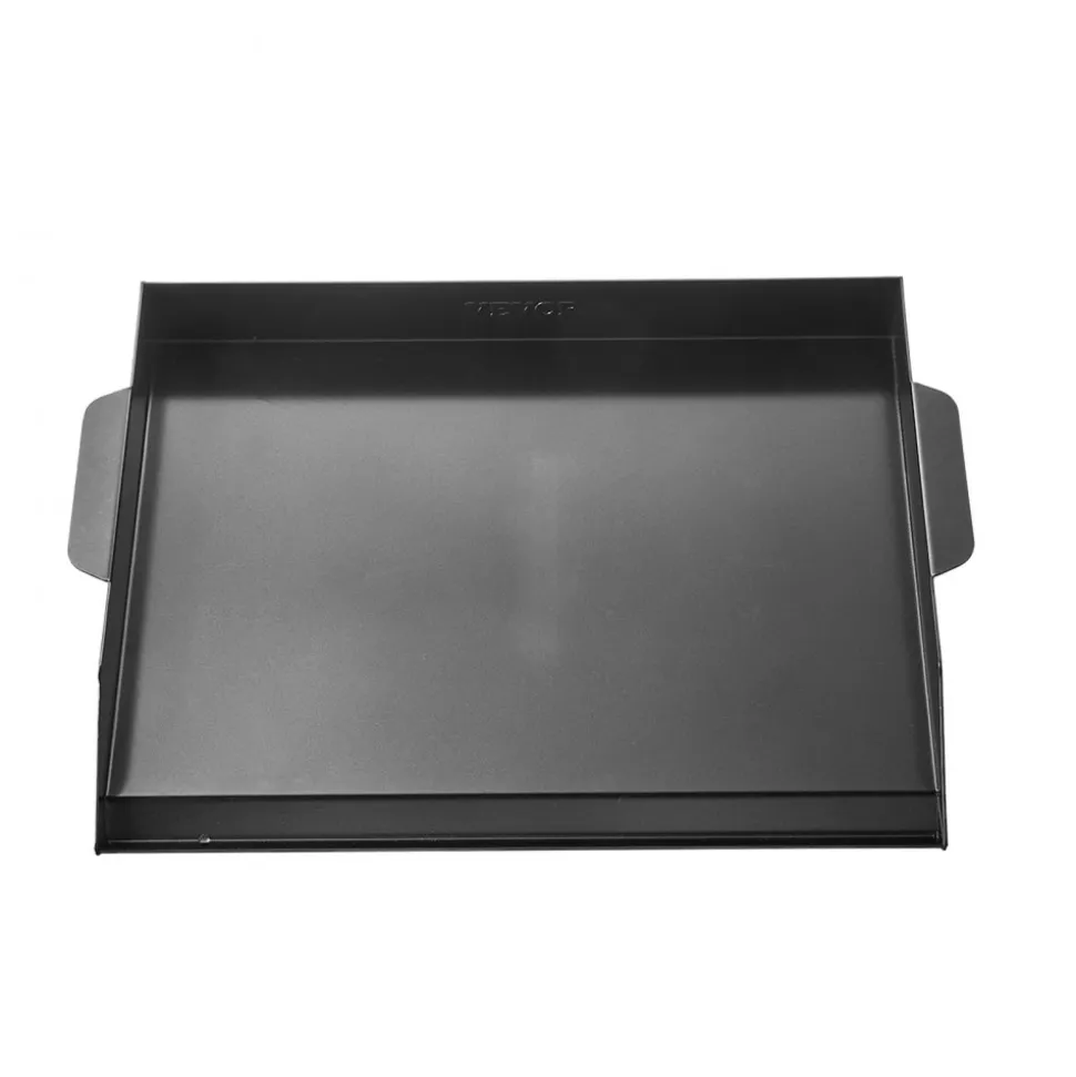 VEVOR Carbon Steel Griddle, 20x16 inch Universal Flat Top Rectangular Plate, Gas Grill Griddle for BBQ Grill, Teppanyaki, Portable Family Cookware, for Camping Tailgating Party, Black