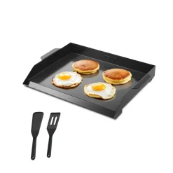 VEVOR Carbon Steel Griddle, 20x16 inch Universal Flat Top Rectangular Plate, Gas Grill Griddle for BBQ Grill, Teppanyaki, Portable Family Cookware, for Camping Tailgating Party, Black
