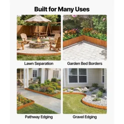 VEVOR Carbon Steel Landscape Edging, 40 ft x 6 in Steel Edging for Landscaping with Gloves, Easy-to-Install Bendable Metal Strips, Metal Garden Edge Border for Flower Bed, Yard Pathway, Rust