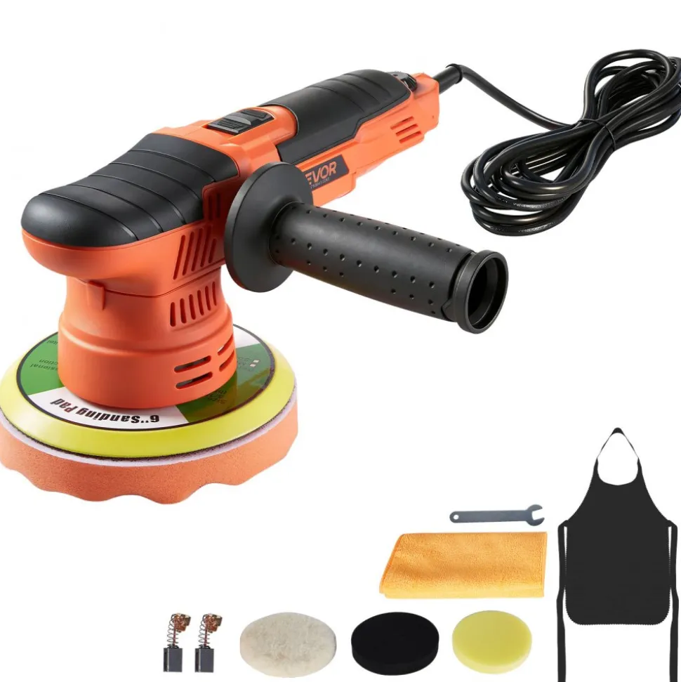 VEVOR Car Buffer Polisher, 6-Inch Dual Action Polisher Buffer Waxer, 650W 6 Variable Speeds 2000-6800RPM Random Orbital Polisher Kit for Cars Detailing, Waxing, Polishing
