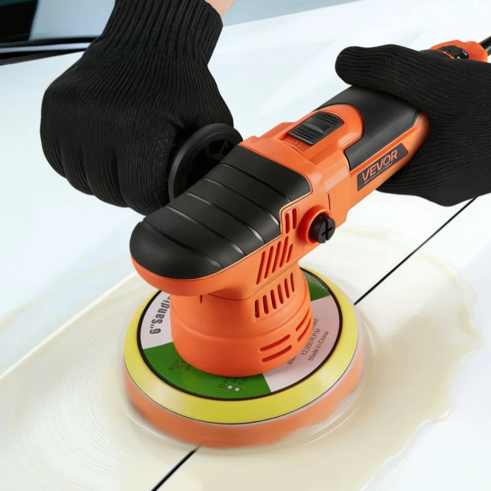 VEVOR Car Buffer Polisher, 6-Inch Dual Action Polisher Buffer Waxer, 650W 6 Variable Speeds 2000-6800RPM Random Orbital Polisher Kit for Cars Detailing, Waxing, Polishing