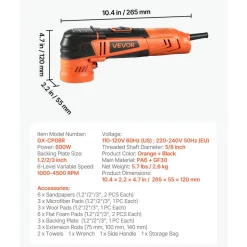 VEVOR Car Buffer Polisher, 1.2"/2"/3" Rotary Polisher Buffer, 600W 6 Variable Speeds 1000-4500RPM Car Polisher Waxer Kit for Cars Detailing, Waxing, Polishing, Scratch Removal