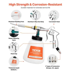 VEVOR Car Cleaning Gun, 6-9.2 Bar High-Pressure Air Blow Gun with 2 Set Nozzles, 360° Rotating Nozzle for Thorough Cleaning, Quickly Blasts Dirt and Dust from Surface, Work with 1/4 NPT Air Compressor