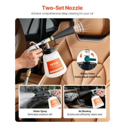 VEVOR Car Cleaning Gun, 6-9.2 Bar High-Pressure Air Blow Gun with 2 Set Nozzles, 360° Rotating Nozzle for Thorough Cleaning, Quickly Blasts Dirt and Dust from Surface, Work with 1/4 NPT Air Compressor