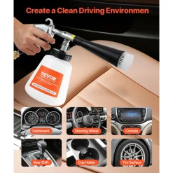 VEVOR Car Cleaning Gun, 6-9.2 Bar High-Pressure Air Blow Gun with 2 Set Nozzles, 360° Rotating Nozzle for Thorough Cleaning, Quickly Blasts Dirt and Dust from Surface, Work with 1/4 NPT Air Compressor