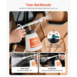 VEVOR Car Cleaning Gun, 6-9.2 Bar High-Pressure Air Blow Gun with 2 Set Nozzles & 1L Liquid Bottle, Vortex Cleaning Gun, Quickly Blasts Dirt and Dust from Surface, Work with 1/4 NPT Air Compressor