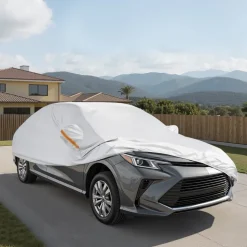 VEVOR Car Cover, Car Cover Waterproof for Toyota Camry Mid Size Sedan, Custom-fit All Weather Sun Rain Wind Frost Dust Snow Protection Full Exterior Covers with Door Zipper and Cotton Lining, Silver
