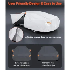 VEVOR Car Cover, Car Cover Waterproof for Toyota Camry Mid Size Sedan, Custom-fit All Weather Sun Rain Wind Frost Dust Snow Protection Full Exterior Covers with Door Zipper and Cotton Lining, Silver