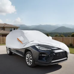 VEVOR Car Cover, Car Cover Waterproof for Toyota RAV4 Compact SUV, Custom-fit All Weather Sun Rain Wind Frost Dust Snow Protection Full Exterior Covers with Door Zipper and Cotton Lining, Silver