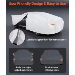 VEVOR Car Cover, Car Cover Waterproof for Toyota RAV4 Compact SUV, Custom-fit All Weather Sun Rain Wind Frost Dust Snow Protection Full Exterior Covers with Door Zipper and Cotton Lining, Silver