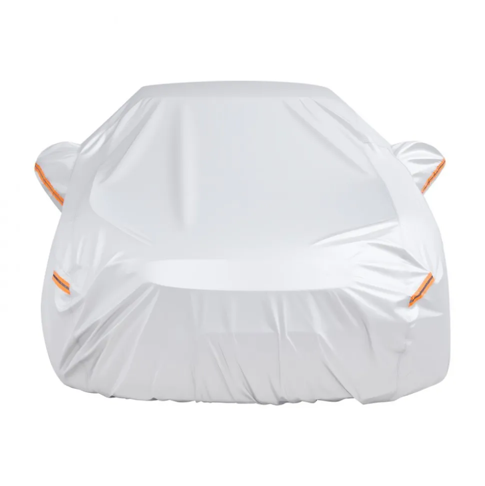 VEVOR Car Cover, Car Cover Waterproof for Dodge Challenger Full Size Sedan, Custom-fit All Weather Sun Rain Wind Dust Snow Protection Full Exterior Covers with Door Zipper and Cotton Lining, Silver