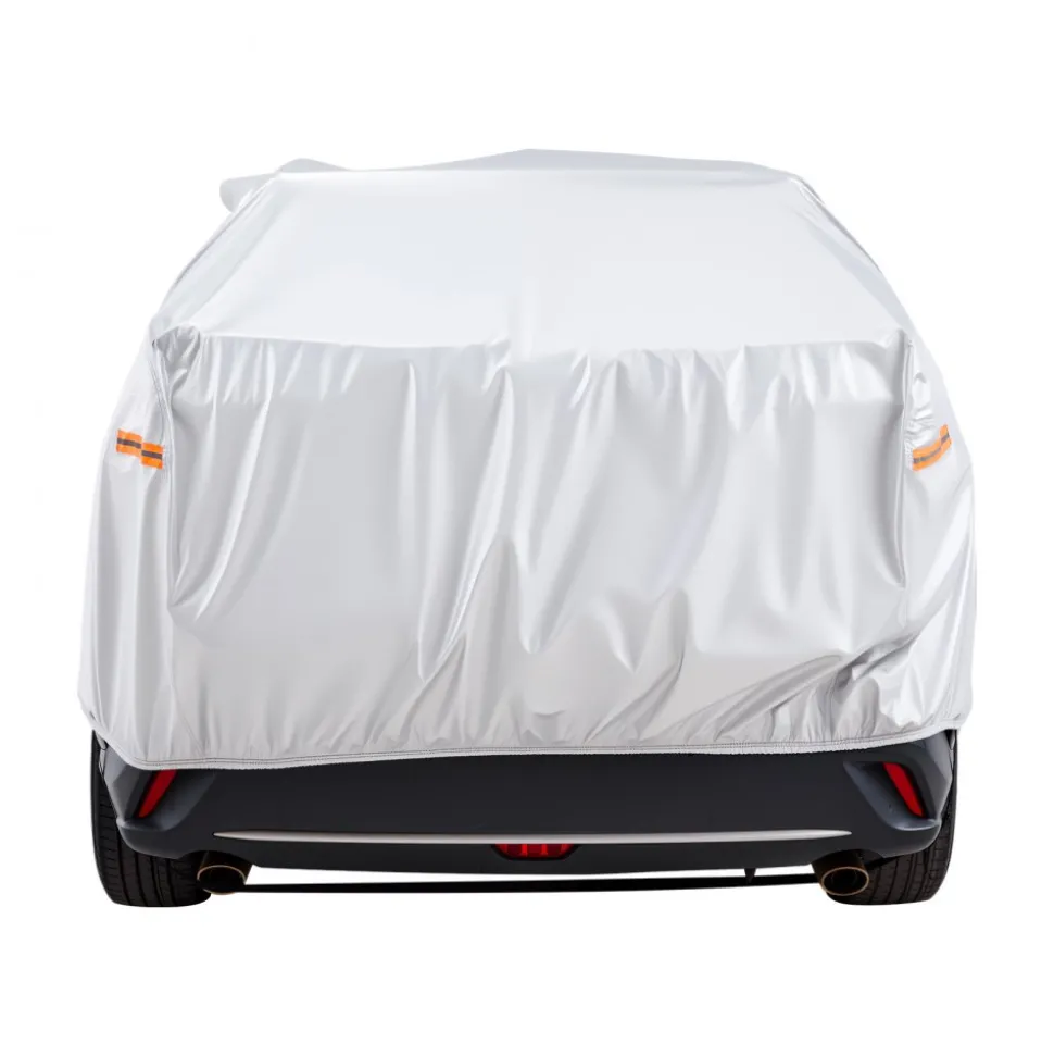 VEVOR Car Cover, Car Cover Waterproof for Dodge Challenger Full Size Sedan, Custom-fit All Weather Sun Rain Wind Dust Snow Protection Full Exterior Covers with Door Zipper and Cotton Lining, Silver