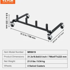VEVOR Car Dolly Rack, Storage Rack with 360° Rotatable Wheels, Hydraulic Ratchet Trolley Jack Stand Organizer, Jack Stands Holder Storage Rack, 4-Dolly Capacity, Compatible with Most Dollies