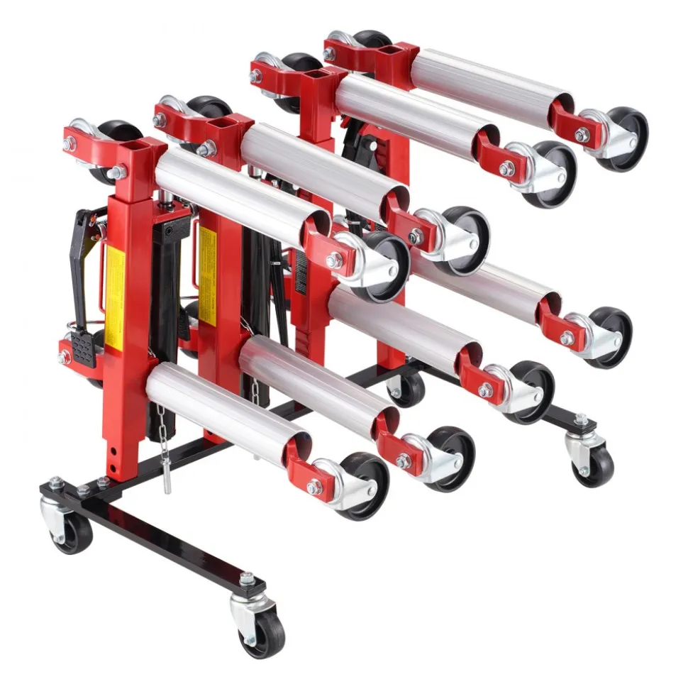 VEVOR Car Dolly Rack, Storage Rack with 360° Rotatable Wheels, Hydraulic Ratchet Trolley Jack Stand Organizer, Jack Stands Holder Storage Rack, 4-Dolly Capacity, Compatible with Most Dollies