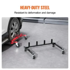 VEVOR Car Dolly Rack, Storage Rack with 360° Rotatable Wheels, Hydraulic Ratchet Trolley Jack Stand Organizer, Jack Stands Holder Storage Rack, 4-Dolly Capacity, Compatible with Most Dollies