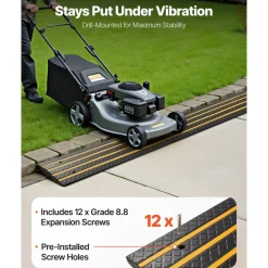 VEVOR Car Driveway Rubber Curb Ramp, 33069 lbs Load Capacity, 2.6 inch Rise Curbside Bridge Ramp with Yellow Reflective Strips, Suitable for Loading Dock, Warehouse, Garage, Sidewalk (3 Pack)