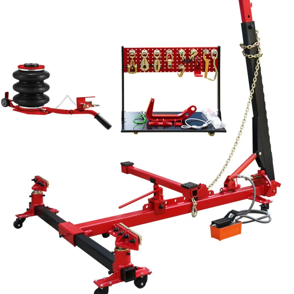 VEVOR Car Frame Puller Set, 6 Ton PSI Air Pump Frame Puller, 10000 PSI Foot-Operated Hydraulic Pump, 3 Ton Air Bag Jack, Auto Body Frame Straightener, with Double-Head Clamps And Casters