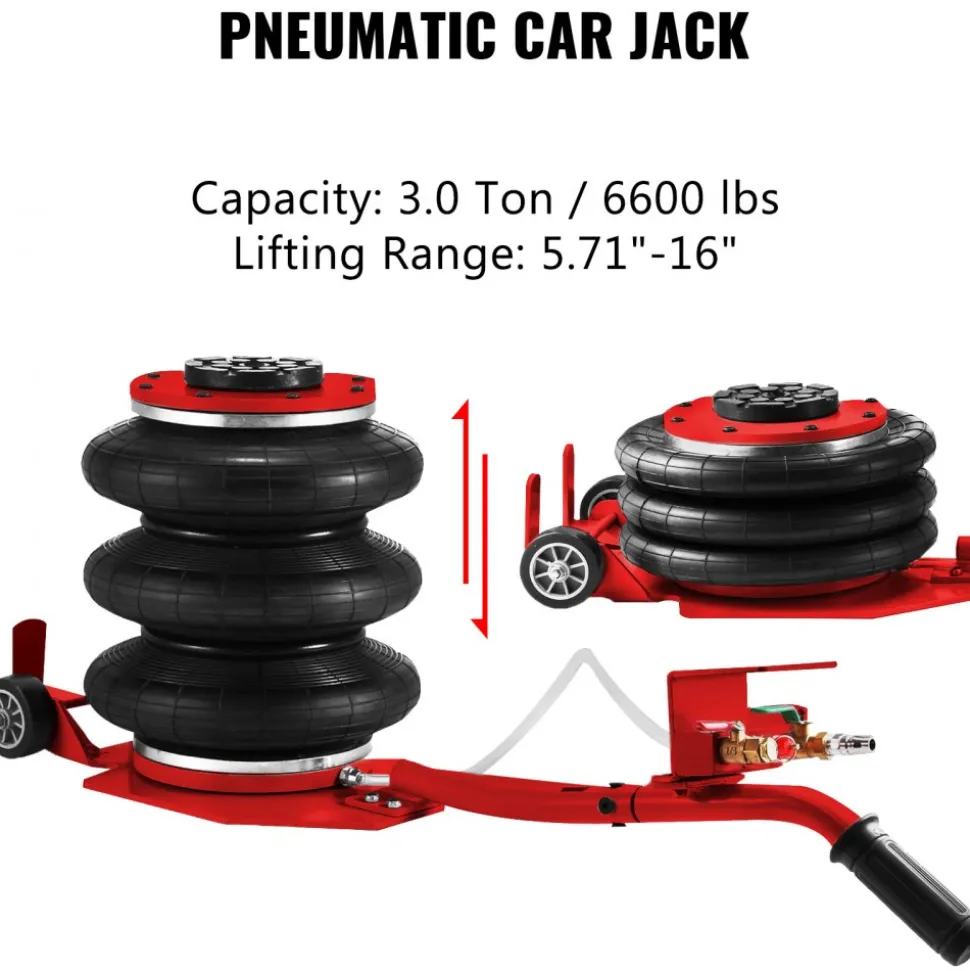 VEVOR Car Frame Puller Set, 6 Ton PSI Air Pump Frame Puller, 10000 PSI Foot-Operated Hydraulic Pump, 3 Ton Air Bag Jack, Auto Body Frame Straightener, with Double-Head Clamps And Casters