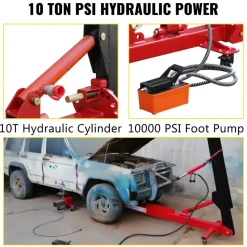 VEVOR Car Frame Puller Set, 6 Ton PSI Air Pump Frame Puller, 10000 PSI Foot-Operated Hydraulic Pump, 3 Ton Air Bag Jack, Auto Body Frame Straightener, with Double-Head Clamps And Casters