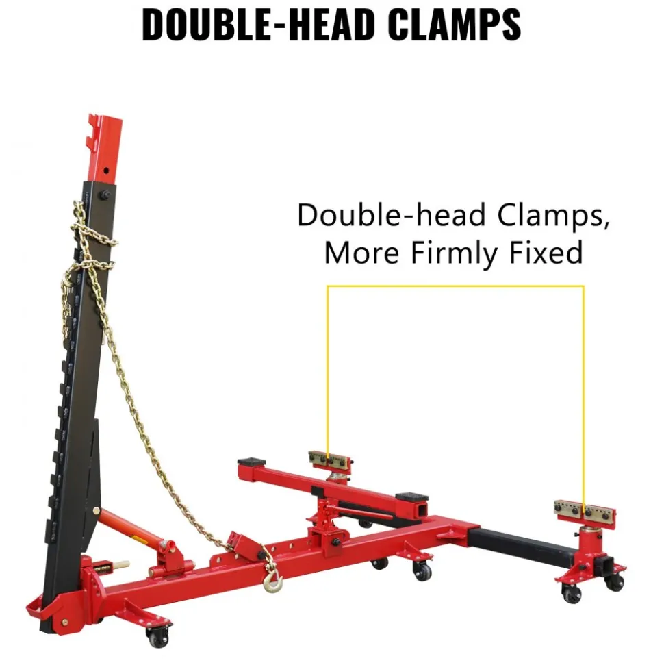 VEVOR Car Frame Puller Set, 6 Ton PSI Air Pump Frame Puller, 10000 PSI Foot-Operated Hydraulic Pump, 3 Ton Air Bag Jack, Auto Body Frame Straightener, with Double-Head Clamps And Casters