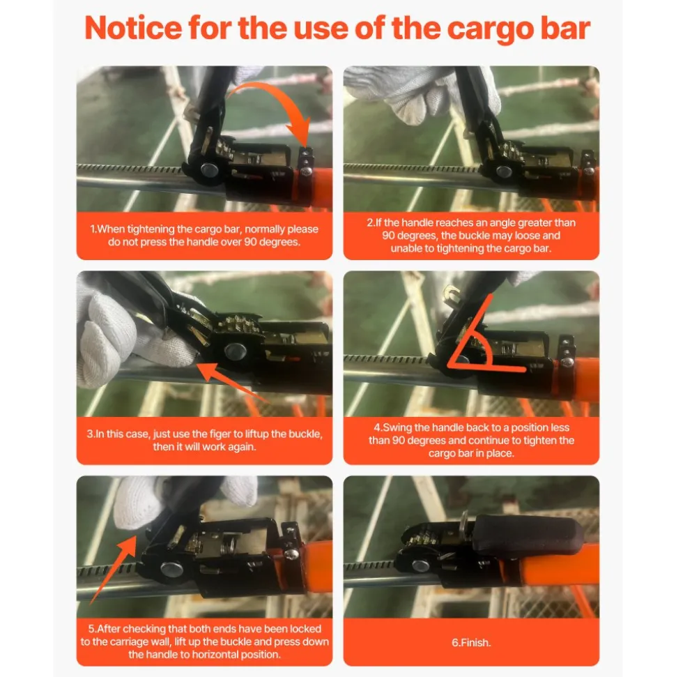 VEVOR Cargo Bar, Cargo Bar Adjustable from 40" to 73", Heavy-duty Steel Cargos Stabilizer with Non-Slip Foot Pads, Telescoping Load Lock Bars Stop Sliding for SUVs, Sedans