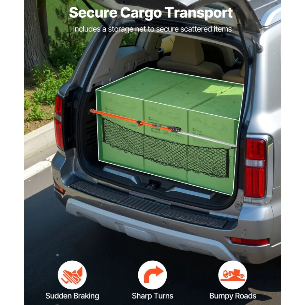 VEVOR Cargo Bar, Cargo Bars Adjustable from 40" to 73", Heavy-duty Steel Cargos Stabilizer with Storage Net & Divider Bar, Telescoping Load Lock Bars for SUVs, Sedans