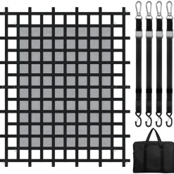VEVOR Cargo Net, 96 in x 81 in, Heavy Duty Truck Cargo Net for Truck Bed, 4 Adjustable Straps with Carabiners & S-Hooks, Wear-resistant & Weather-proof, Suitable for Pickup, Truck, Jeep, SUV, Boat
