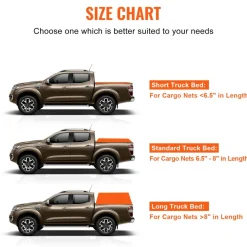 VEVOR Cargo Net, 96 in x 81 in, Heavy Duty Truck Cargo Net for Truck Bed, 4 Adjustable Straps with Carabiners & S-Hooks, Wear-resistant & Weather-proof, Suitable for Pickup, Truck, Jeep, SUV, Boat