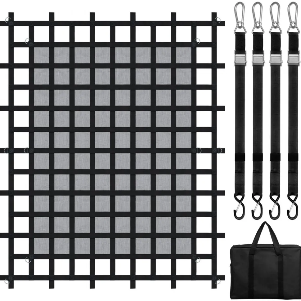 VEVOR Cargo Net, 96 in x 81 in, Heavy Duty Truck Cargo Net for Truck Bed, 4 Adjustable Straps with Carabiners & S-Hooks, Wear-resistant & Weather-proof, Suitable for Pickup, Truck, Jeep, SUV, Boat