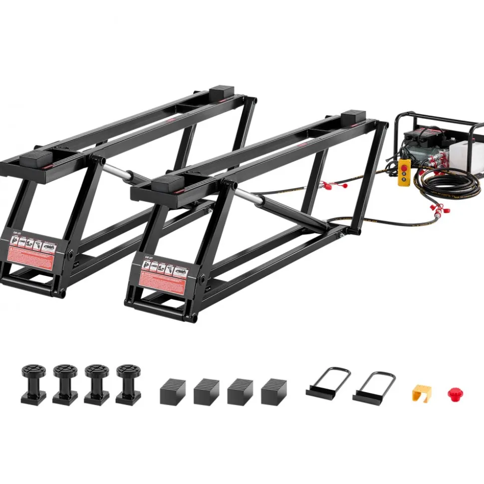 VEVOR Car Lift, 7000 lbs Capacity Car Lifts for Home Garage, 3-Level Adjustable with 29.4" Lift Height & Remote Control, Auto Lock Portable Car Lift with 4 Rubber Pads & 4 Lifting Columns