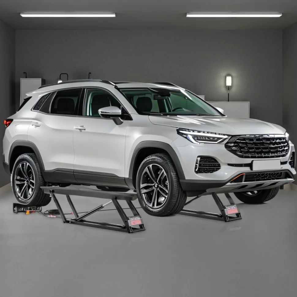 VEVOR Car Lift, 7000 lbs Capacity Car Lifts for Home Garage, 3-Level Adjustable with 29.4" Lift Height & Remote Control, Auto Lock Portable Car Lift with 4 Rubber Pads & 4 Lifting Columns