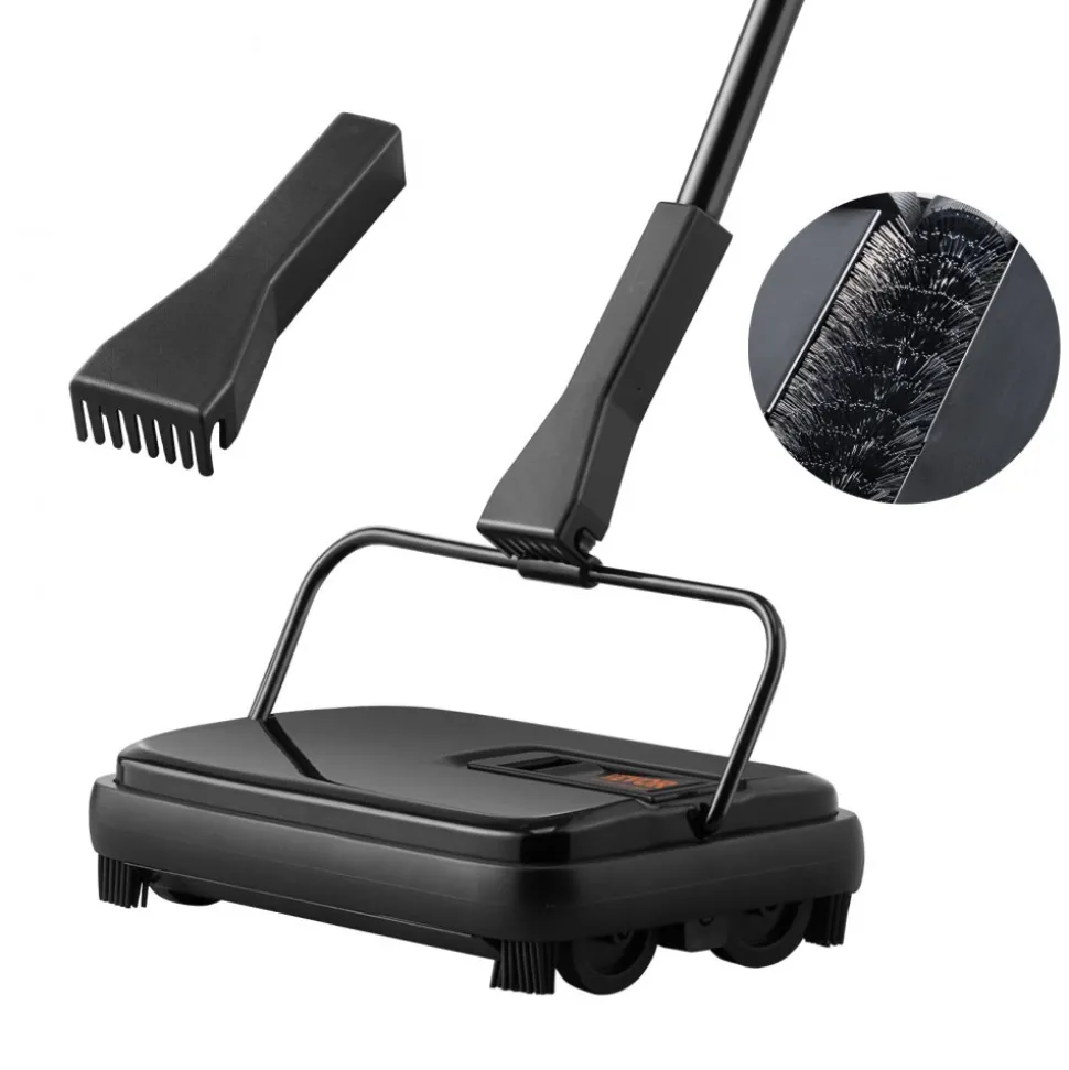 VEVOR Carpet Sweeper, 7.87 in Sweeping Paths, Floor Sweeper Manual Non Electric, 300 ml Dustbin Capacity with Comb for Home Office Rugs Hardwood Surfaces Wood Floors Laminate, Cleans Dust Pet Hair
