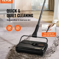 VEVOR Carpet Sweeper, 7.87 in Sweeping Paths, Floor Sweeper Manual Non Electric, 300 ml Dustbin Capacity with Comb for Home Office Rugs Hardwood Surfaces Wood Floors Laminate, Cleans Dust Pet Hair