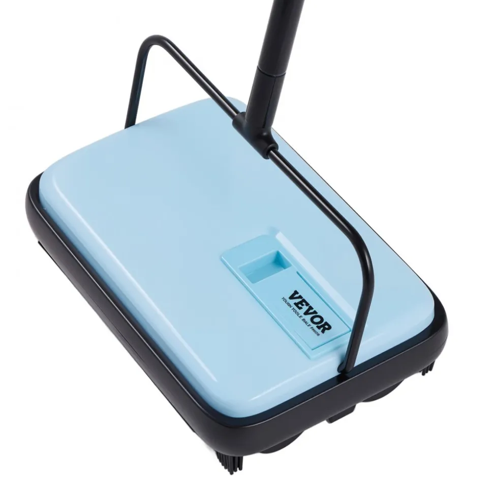VEVOR Carpet Sweeper Manual, Floor Sweeper with 300 ml Dustbin Capacity Easy to Empty, 6.7 inch Cleaning Width for Home Office Carpets Pet Hair Dust, Blue