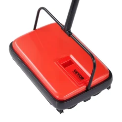 VEVOR Carpet Sweeper Manual, Floor Sweeper with 300 ml Dustbin Capacity Easy to Empty, 6.7 inch Cleaning Width for Home Office Carpets Pet Hair Dust, Red