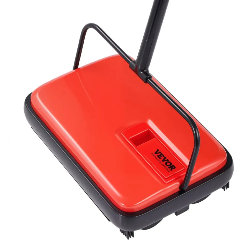 VEVOR Carpet Sweeper Manual, Floor Sweeper with 300 ml Dustbin Capacity Easy to Empty, 6.7 inch Cleaning Width for Home Office Carpets Pet Hair Dust, Red