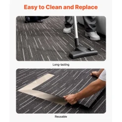 VEVOR Carpet Tiles Reusable 24x24 inch, 24 PCS Modular Carpet Square Rug, Commercial Floor Soft Padded for Seamless Cover 96sq.ft, Easy DIY Replacement for Living Room Bedroom Office Indoor,Gray
