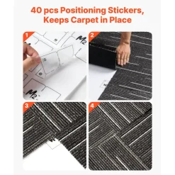 VEVOR Carpet Tiles Reusable 24x24 inch, 24 PCS Modular Carpet Square Rug, Commercial Floor Soft Padded for Seamless Cover 96sq.ft, Easy DIY Replacement for Living Room Bedroom Office Indoor,Gray