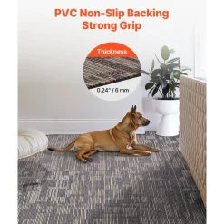 VEVOR Carpet Tiles Reusable 24x24 inch, 24 PCS Modular Carpet Square Rug, Commercial Floor Soft Padded for Seamless Cover 96sq.ft², Easy DIY for Living Room Bedroom Office Indoor,Gray & Brown