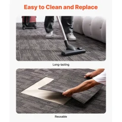 VEVOR Carpet Tiles Reusable 24x24 inch, 24 PCS Modular Carpet Square Rug, Commercial Floor Soft Padded for Seamless Cover 96sq.ft², Easy DIY for Living Room Bedroom Office Indoor,Gray & Brown