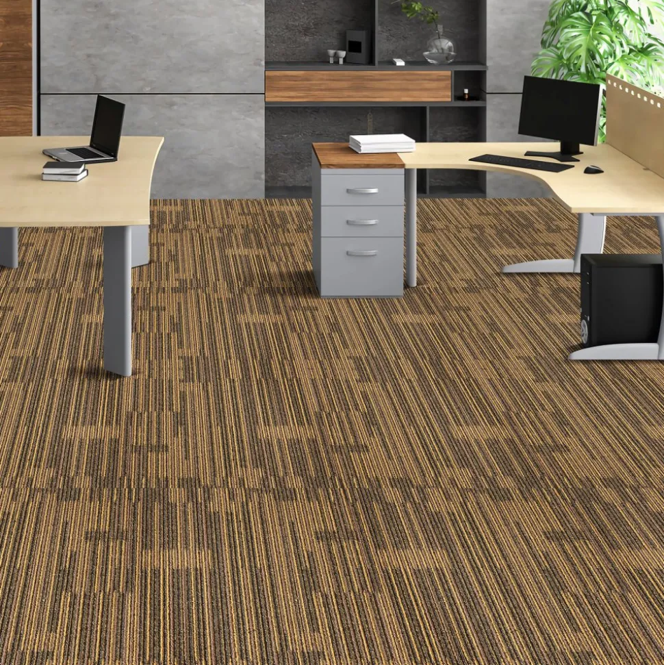 VEVOR Carpet Tiles Reusable, 20"x 20"Carpet Squares With Padding Attached, Soft Padded Carpet Tiles, Easy Install DIY for Bedroom Living Room (12Tiles, Mixed Brown)