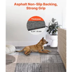 VEVOR Carpet Tiles Reusable 20x20 inch, 24 PCS Modular Carpet Square Rug, Commercial Floor Soft Padded for Seamless Cover 66.6sq.ft, Easy DIY Replacement for Living Room Bedroom Indoor,Multicolor