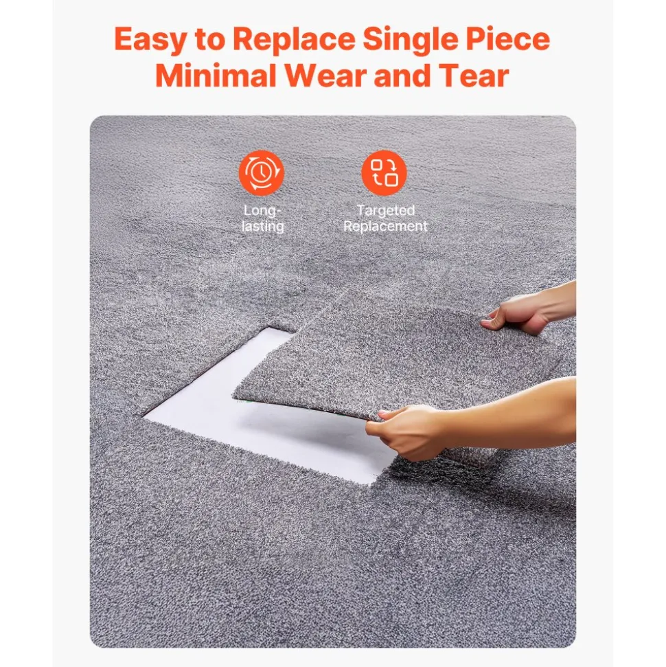 VEVOR Carpet Tiles 18x18 inch, 10 Pack Carpet Square Rug Detachable & Damage-free, Self Adhesive Home Floor Soft Plush Padded for 22.5sq.ft Coverage, Easy DIY for Living Room & Bedroom, Gray