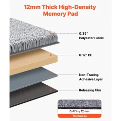 VEVOR Carpet Tiles 18x18 inch, 10 Pack Carpet Square Rug Detachable & Damage-free, Self Adhesive Home Floor Soft Plush Padded for 22.5sq.ft Coverage, Easy DIY for Living Room & Bedroom, Gray