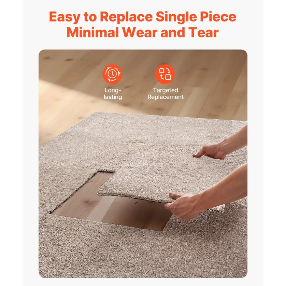 VEVOR Carpet Tiles 18x18 inch, 10 Pack Carpet Square Rug Detachable & Damage-free, Self Adhesive Home Floor Soft Plush Padded for 22.5sq.ft Coverage, Easy DIY for Living Room & Bedroom, Light Brown
